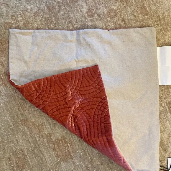 NWT West Elm Velvet Quilted Pillow Cover - Coral - Picture 2 of 4